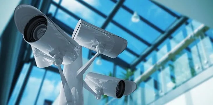 Commercial CCTV camera being installed by FIDEC engineer