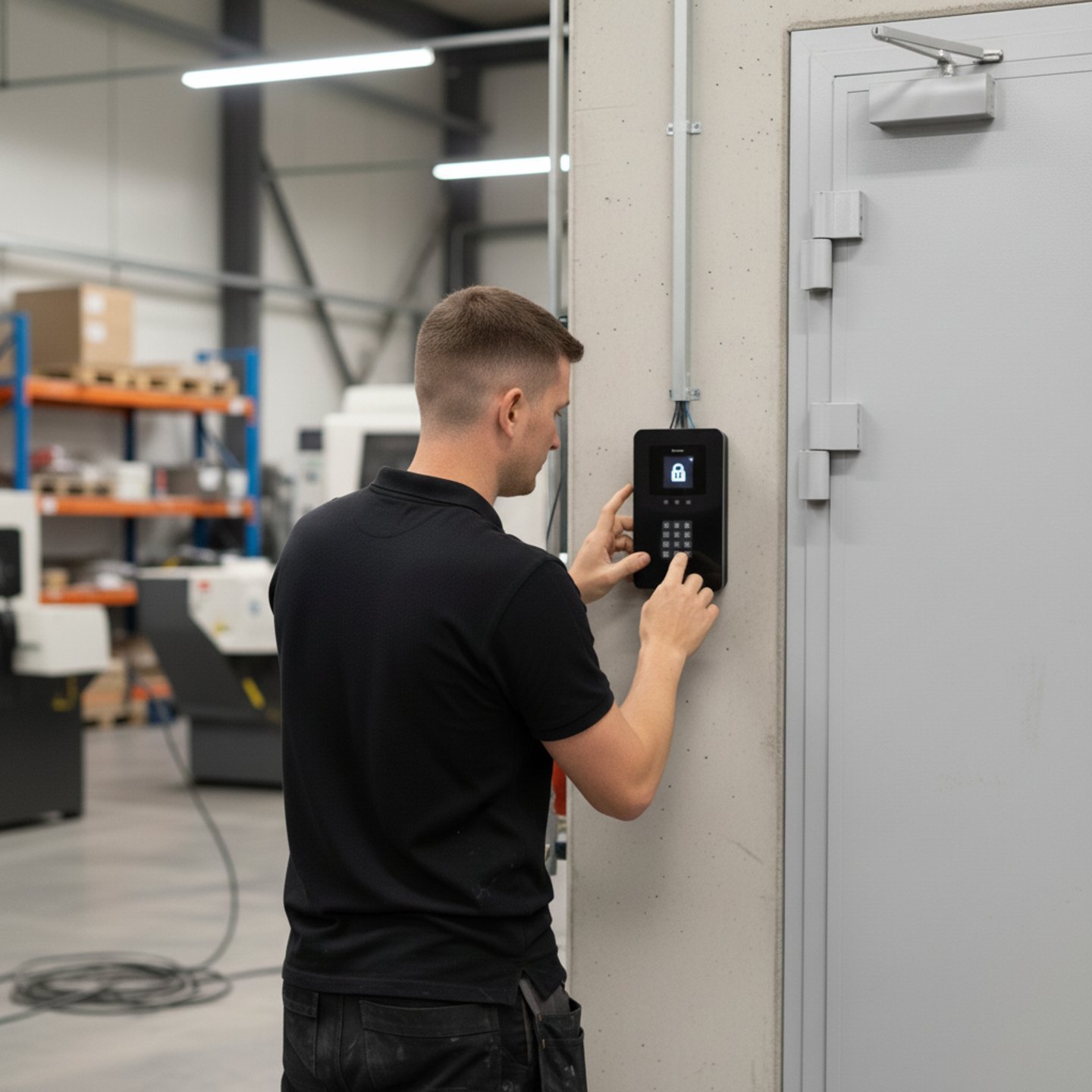 Commercial door access control system installation