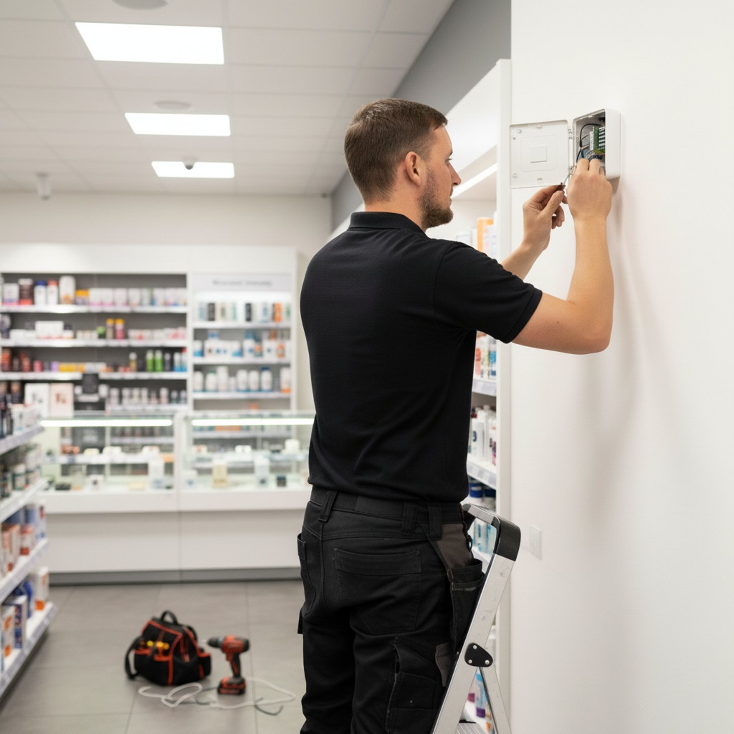 Commercial intruder alarm system installation